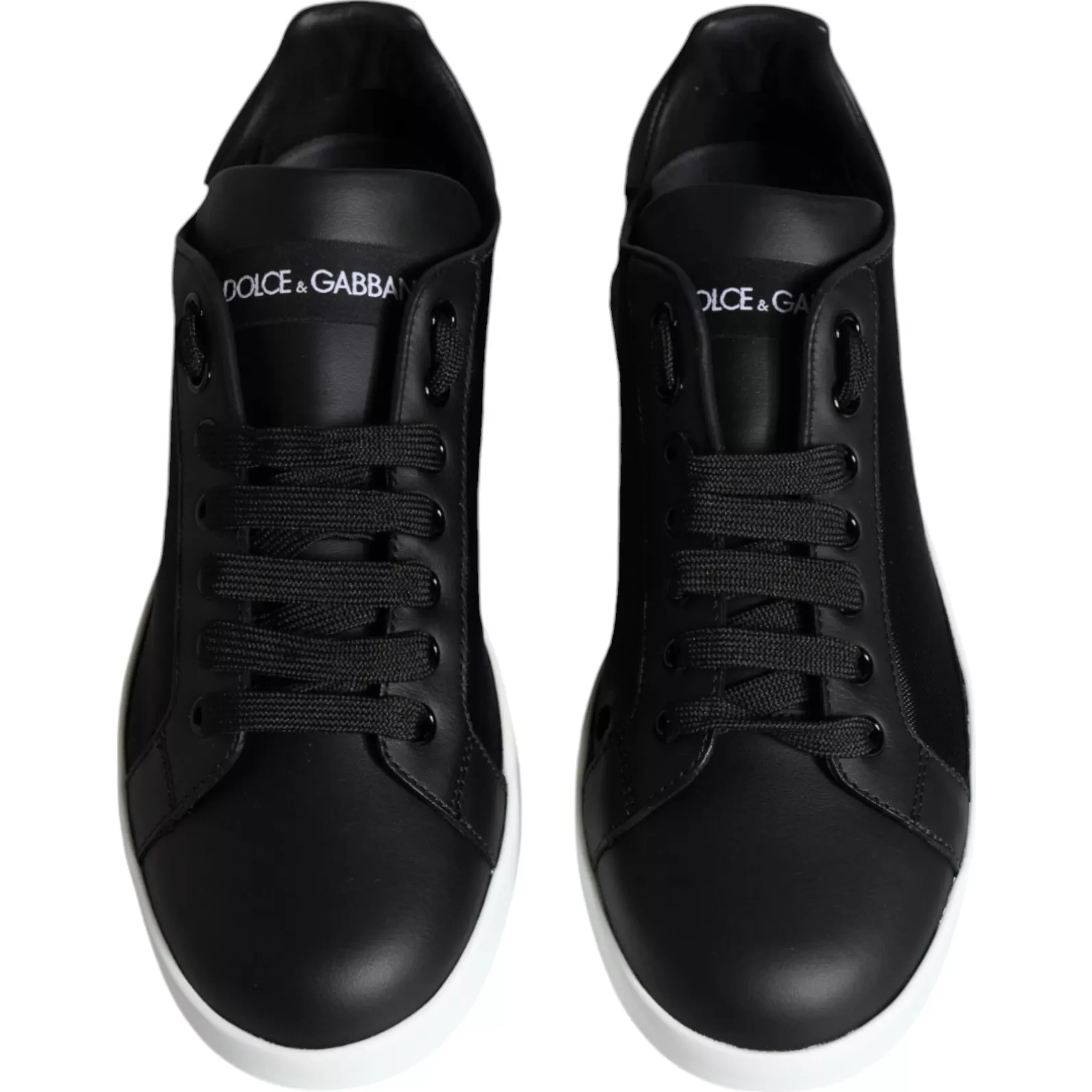 Black Calf Leather Portofino Sneakers Shoes