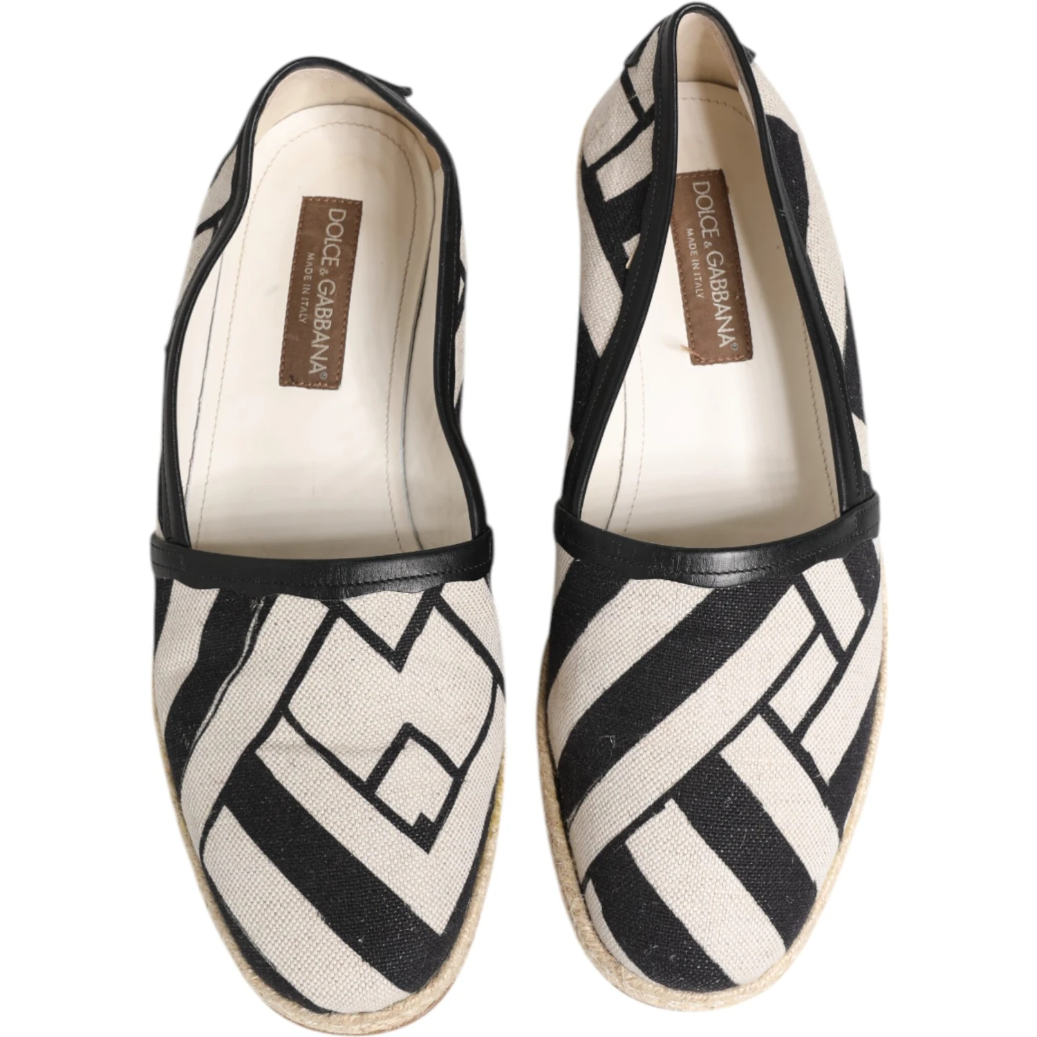 Black White Stripes Flat Espadrille Shoes