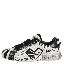 Black White Studded Low Top Sneakers Shoes