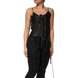Black Eyelet Embellished Corset Style Top