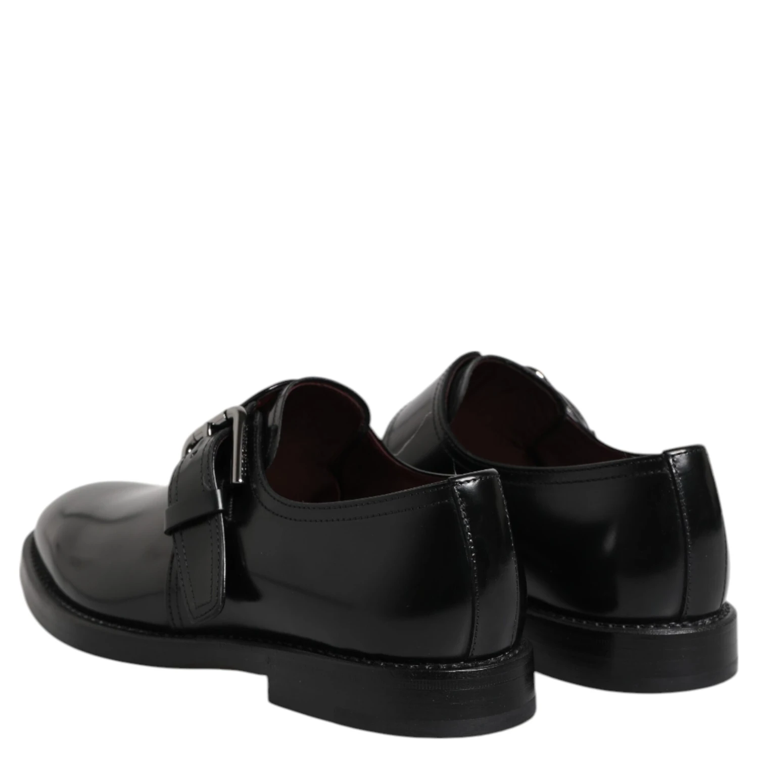 Black Leather Monk Strap Derby Formal Shoes