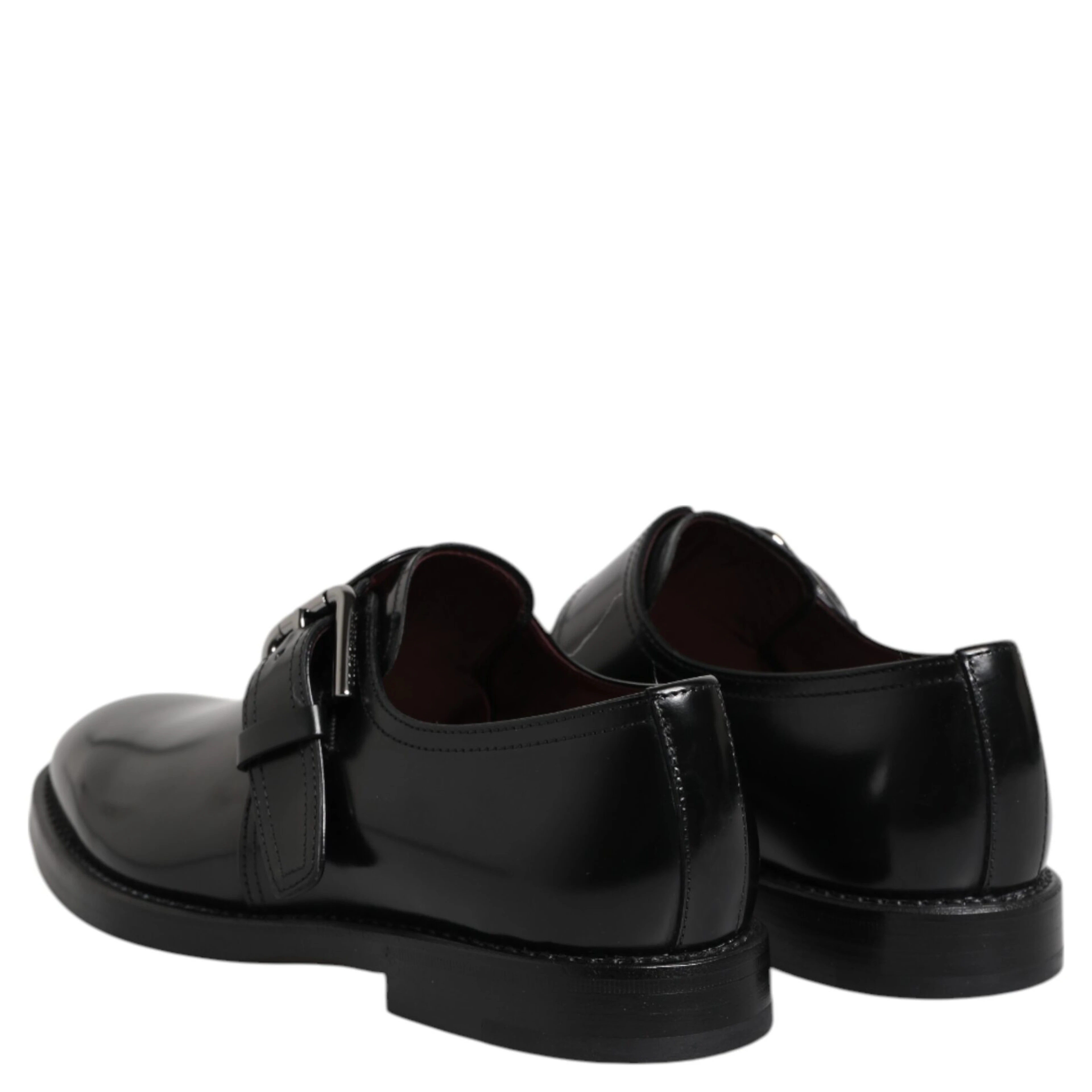 Black Leather Monk Strap Derby Formal Shoes