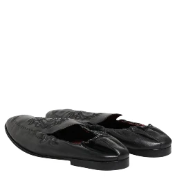 Black Leather Slip On Men Flat Loafers Shoes