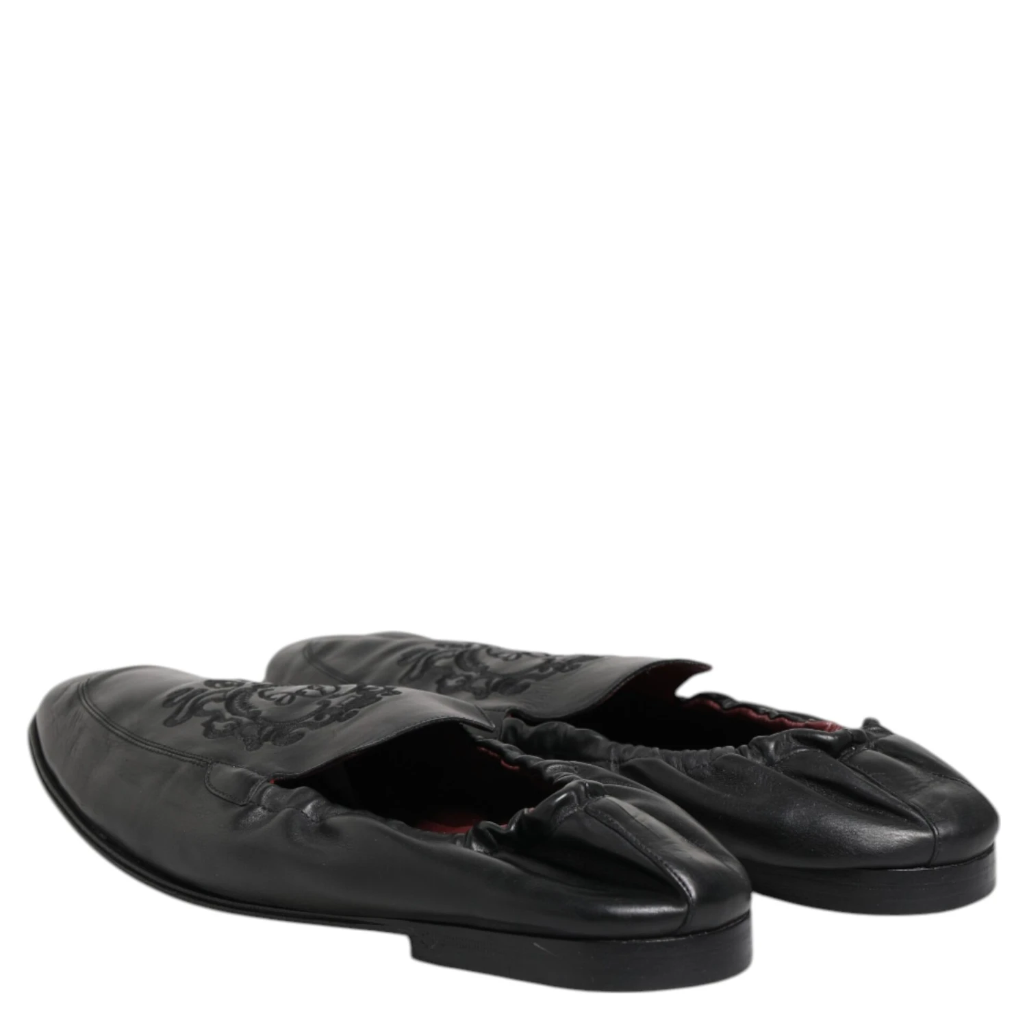 Black Leather Slip On Men Flat Loafers Shoes