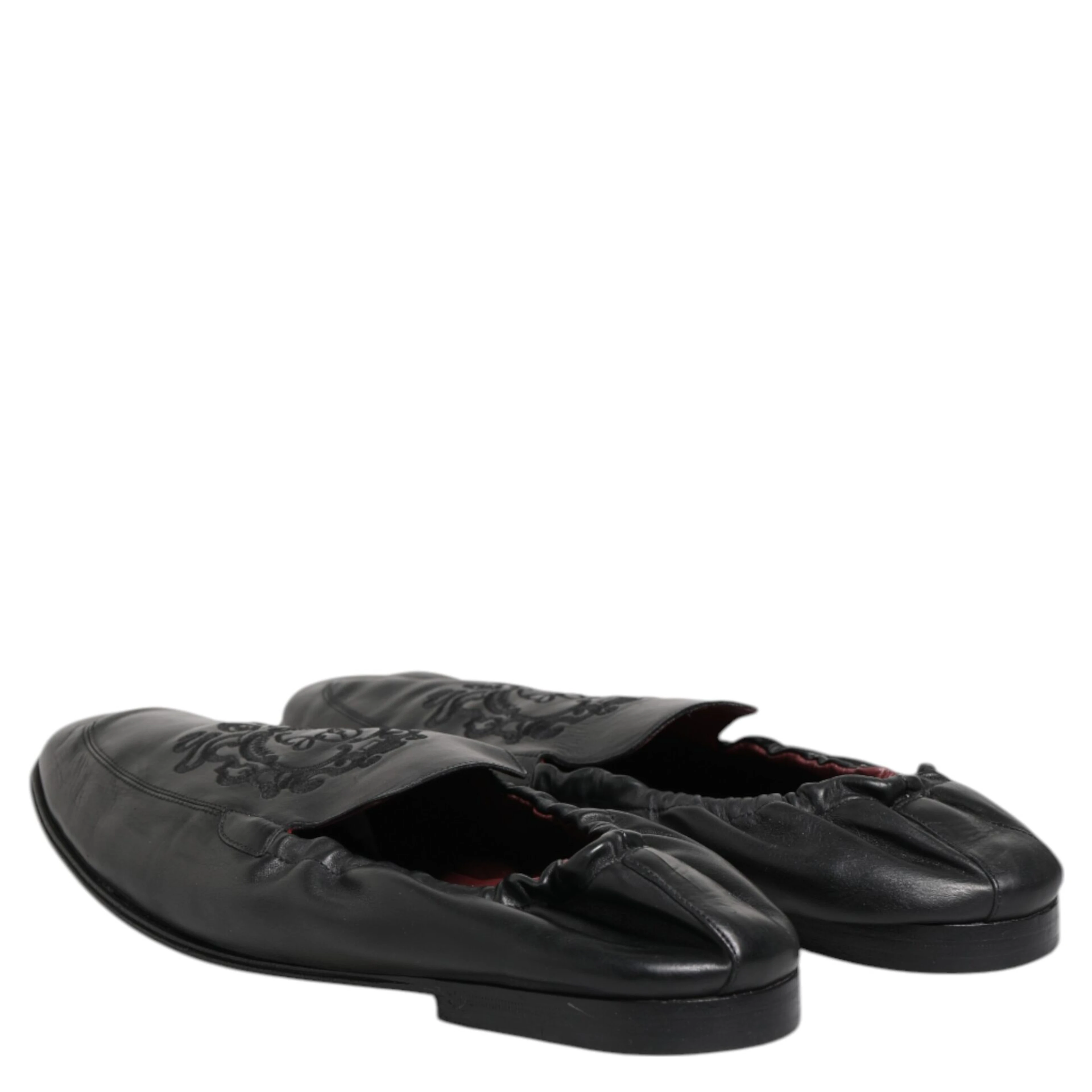 Black Leather Slip On Men Flat Loafers Shoes