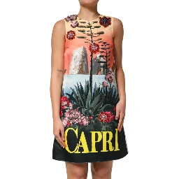 Multicolor Crystal Embellished A-line Mini Dress