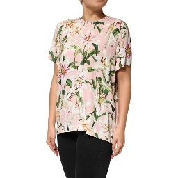Pink Lily Printed Round Neck Blouse Top