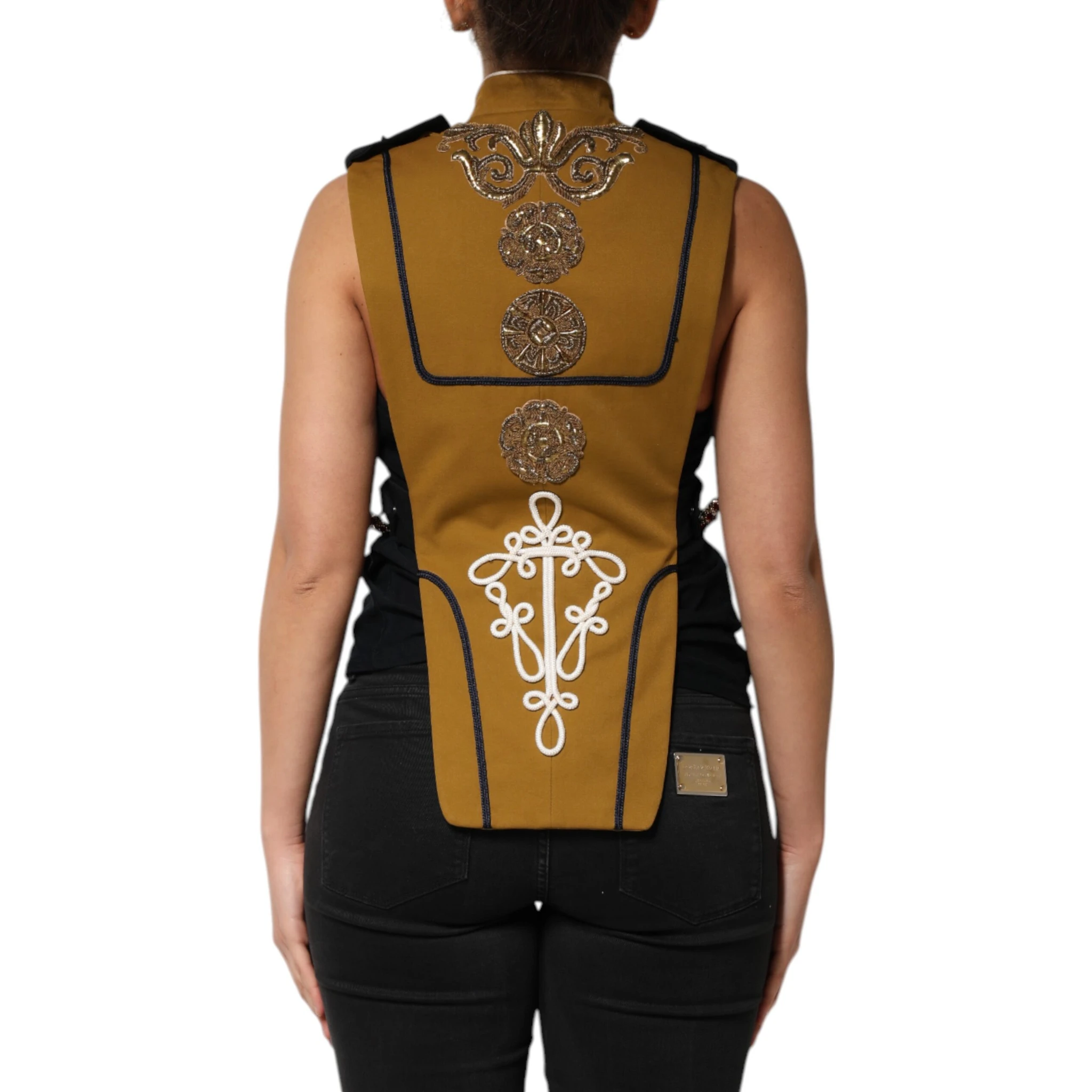 Yellow Crystal Cross Runway Vest Jacket Top
