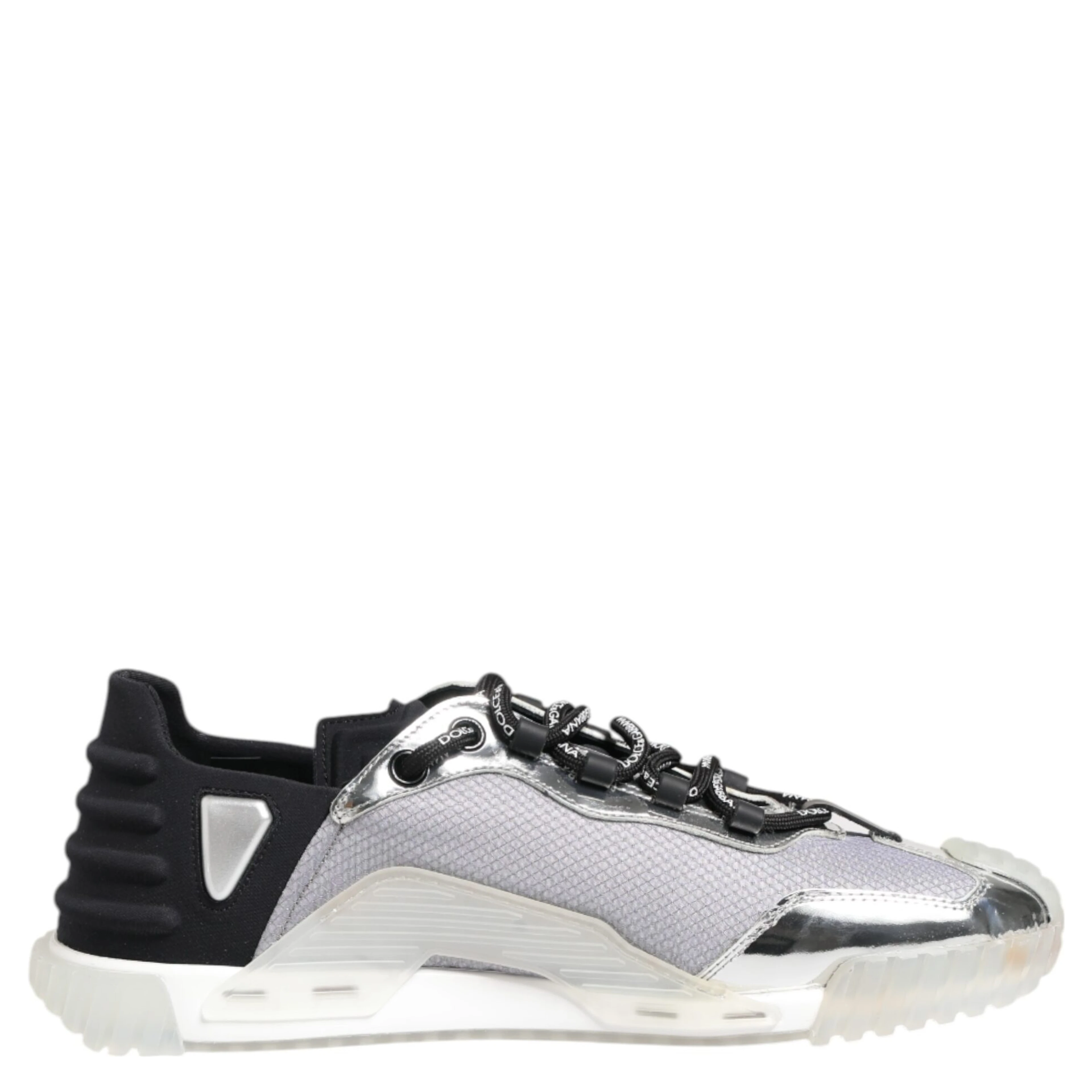 Silver Black Nylon NS1 Low Top Sneakers Shoes