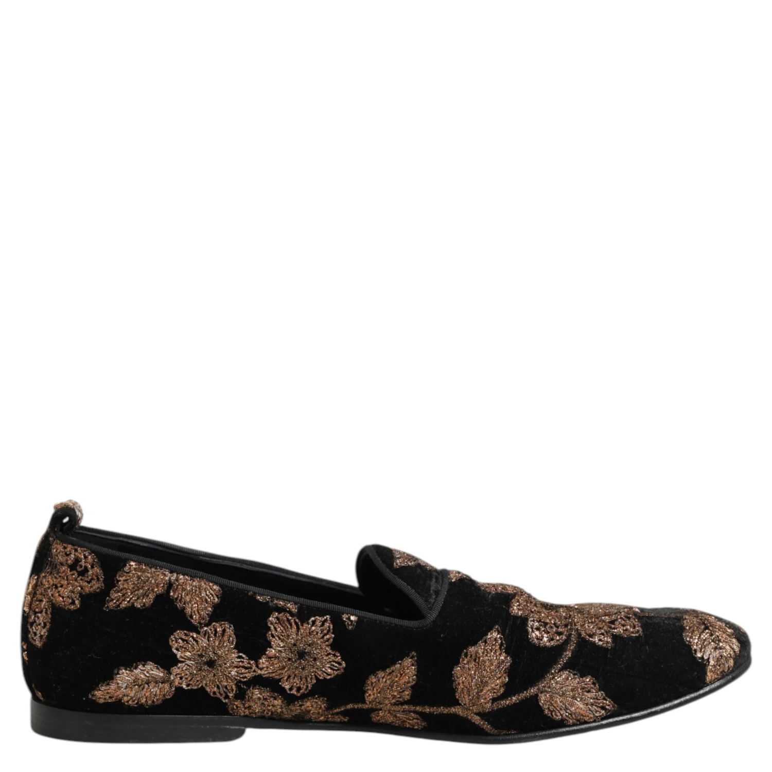 Black Floral Embroidery Men Loafers Shoes