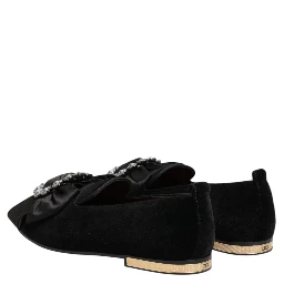 Black VATICANO Crystal Ribbon Slip On Shoes
