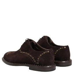 Brown Velvet Lace Up Oxford Dress Shoes