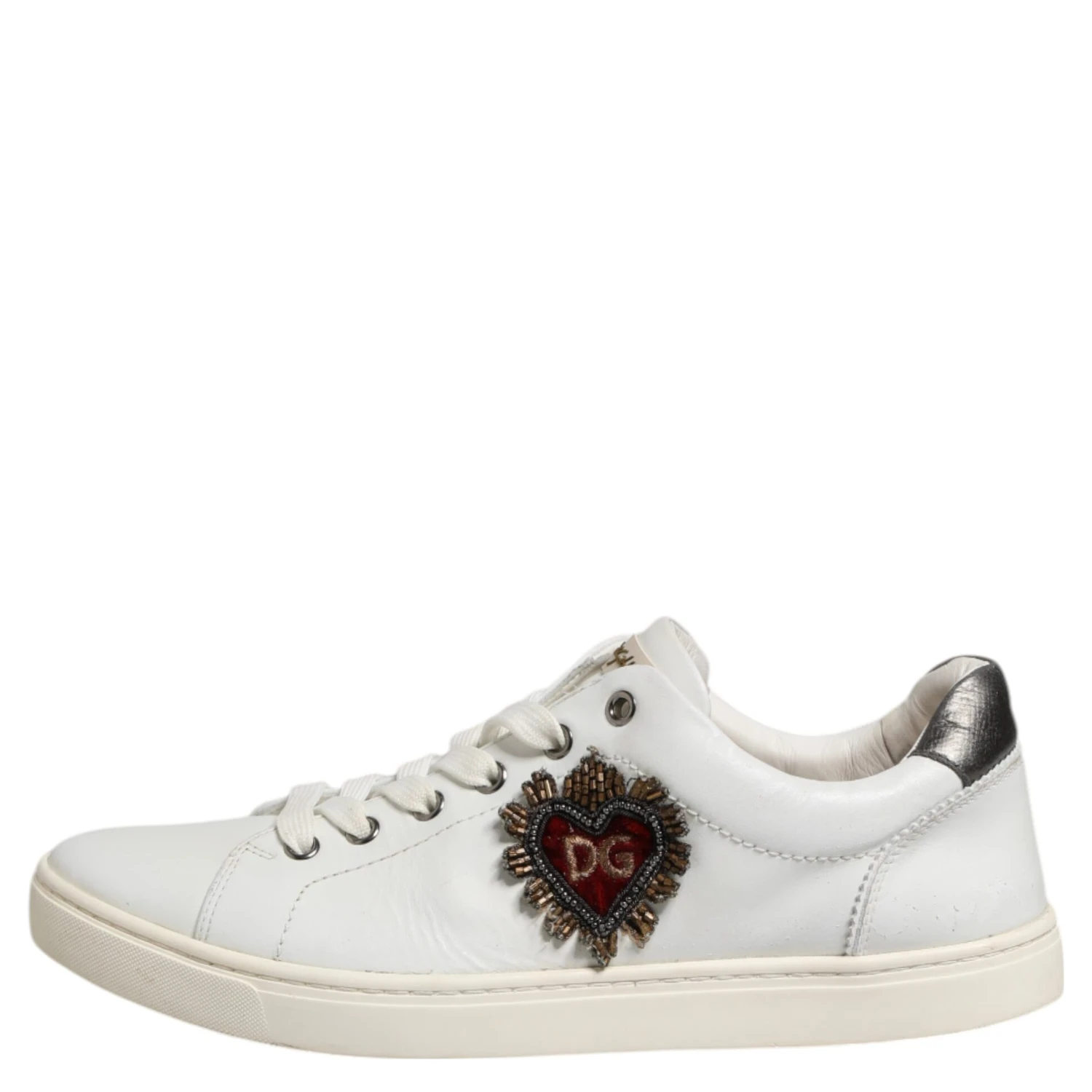 White Silver Sacred Heart Men Sneakers Shoes