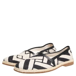 Black White Stripes Flat Espadrille Shoes