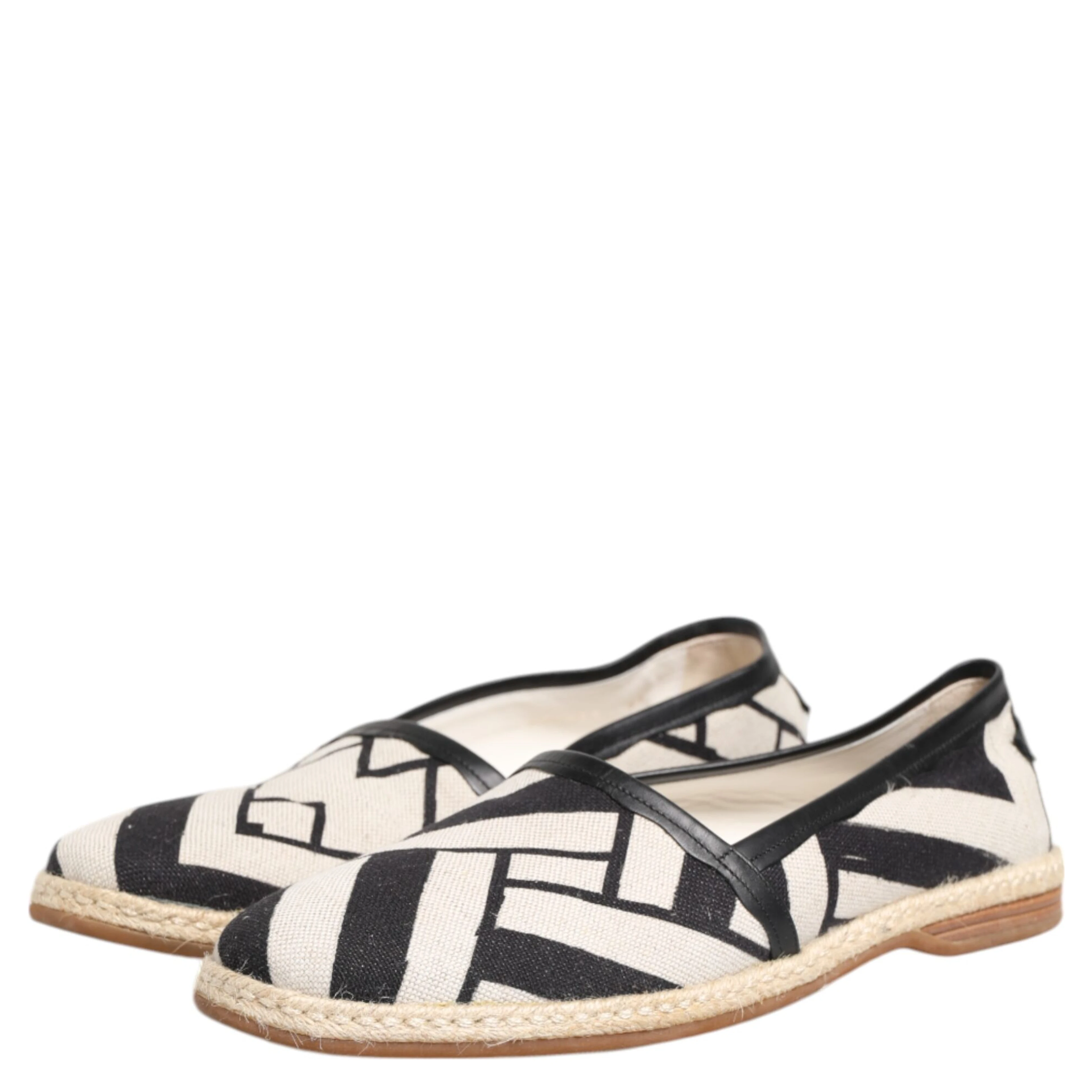 Black White Stripes Flat Espadrille Shoes