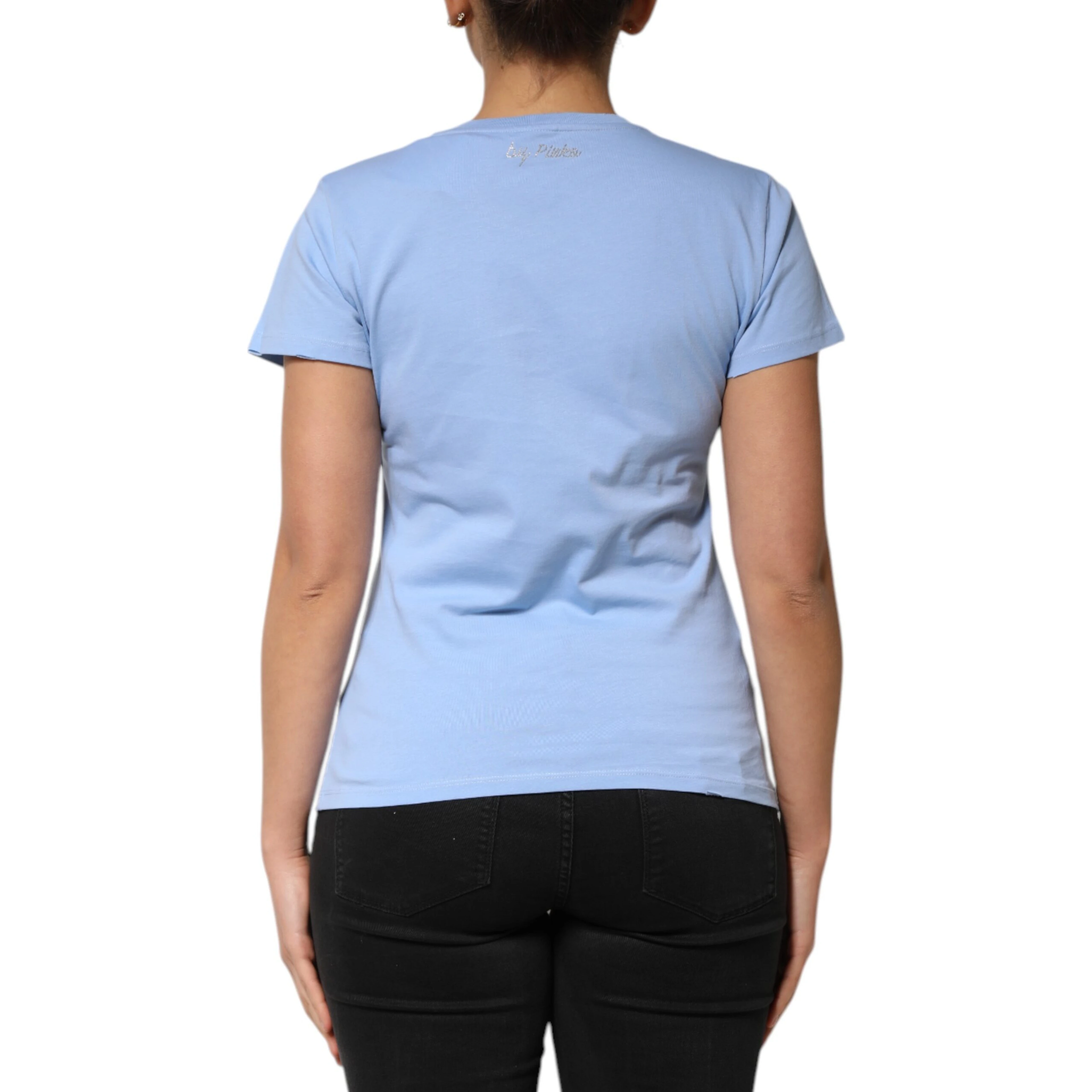 Blue Love Story Sequined Embellished Short Sleeves T-shirt