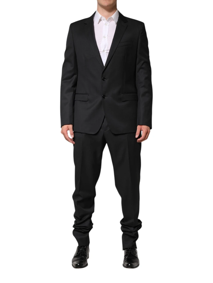 Dark Gray Wool Single Breasted 2 Piece Suit