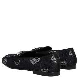 Blue Logo Cotton Loafers Formal Dress Shoes