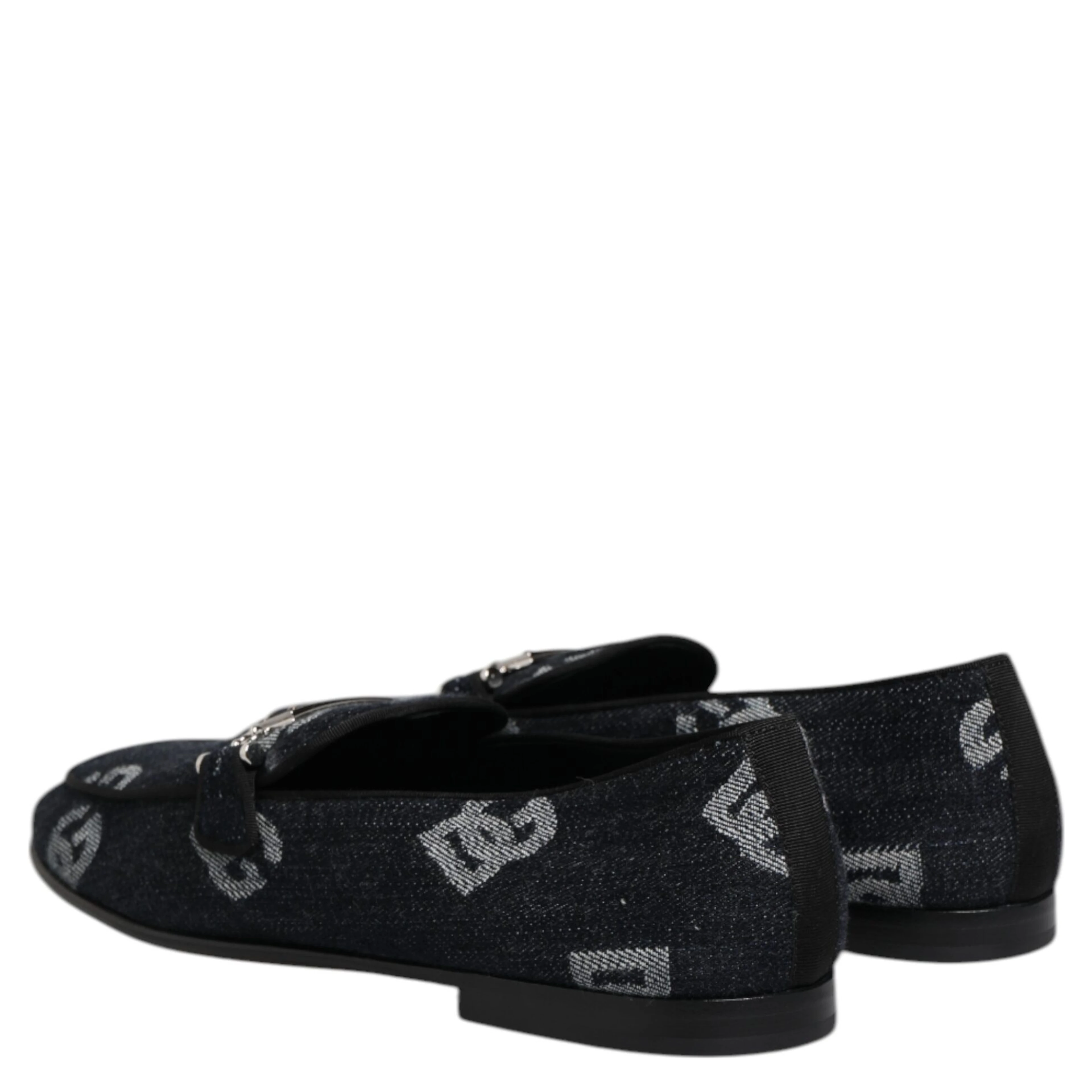 Blue Logo Cotton Loafers Formal Dress Shoes