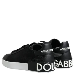 Black Calf Leather Portofino Sneakers Shoes