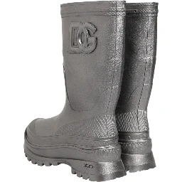 Metallic Silver Pull On Rain Boots Shoes