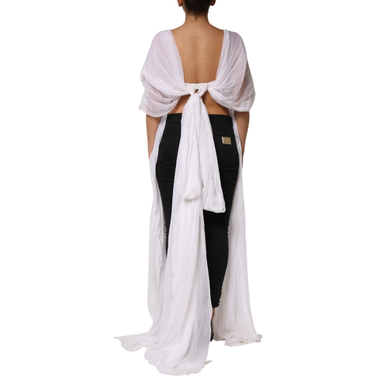 White Bustier Corset Cropped Chiffon Top