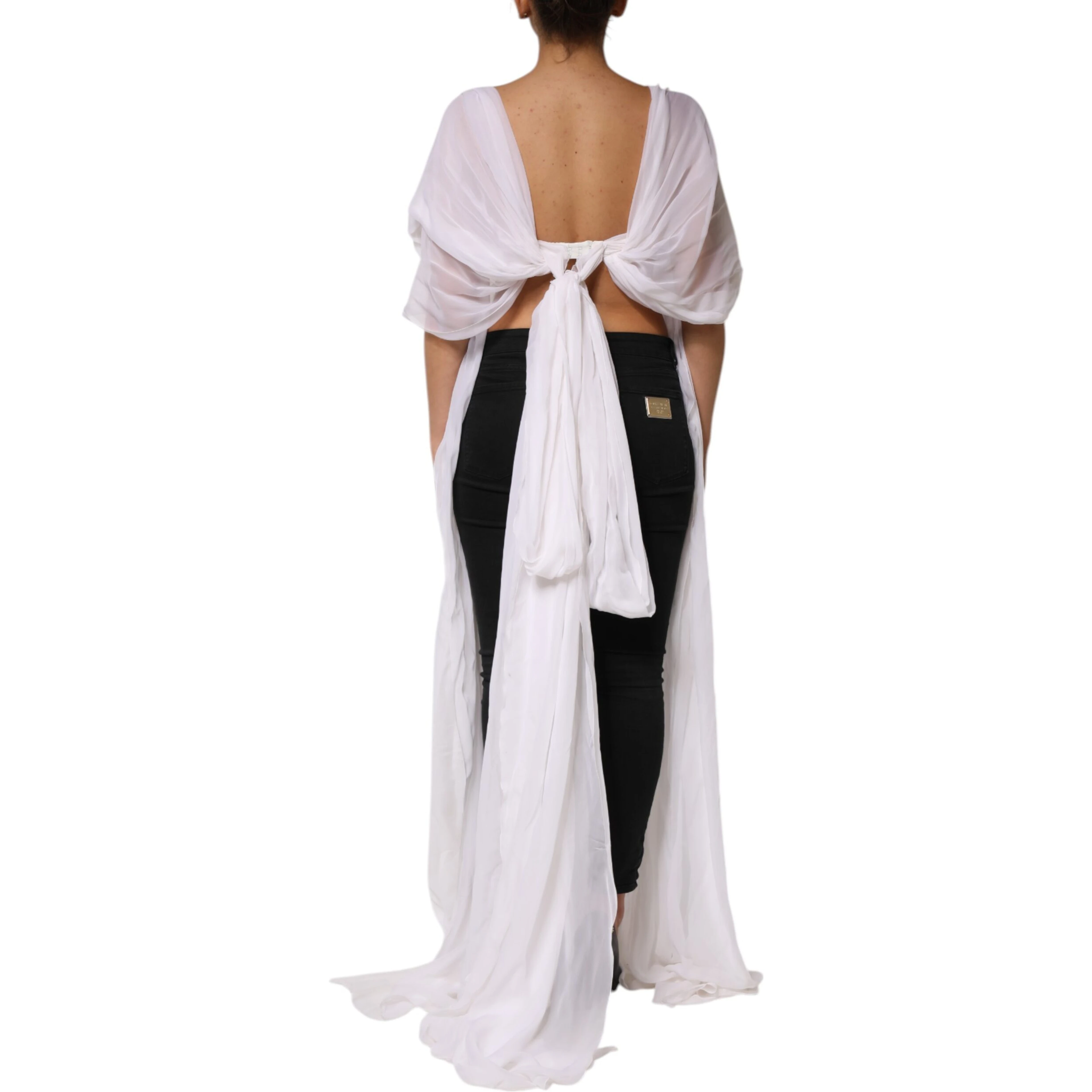 White Bustier Corset Cropped Chiffon Top
