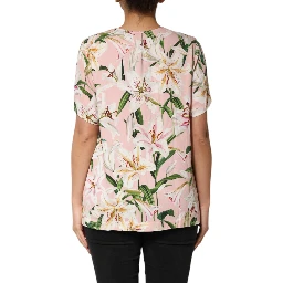 Pink Lily Printed Round Neck Blouse Top