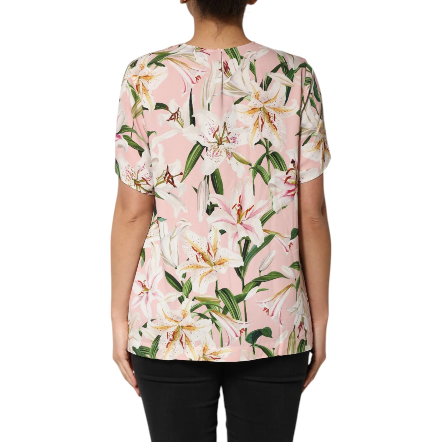Pink Lily Printed Round Neck Blouse Top