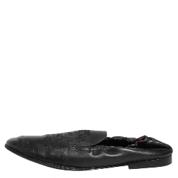 Black Leather Slip On Men Flat Loafers Shoes