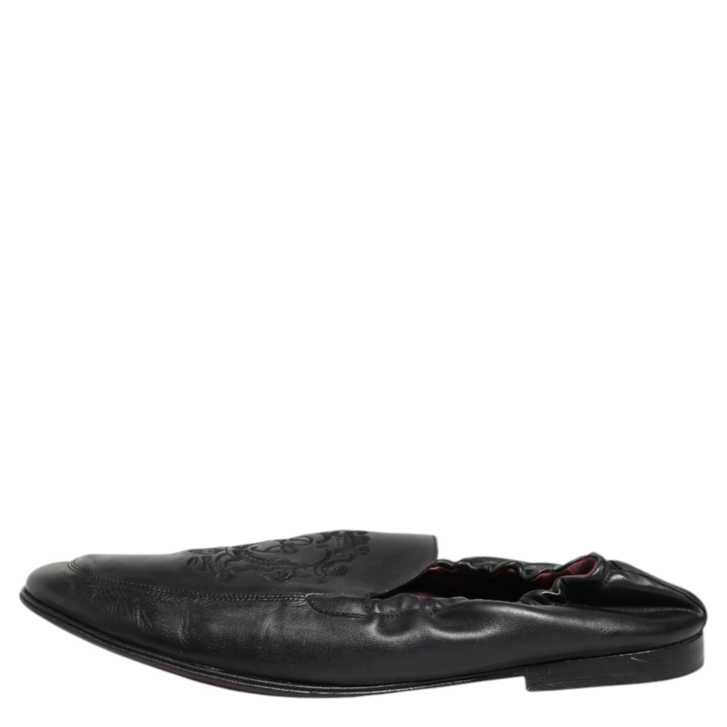 Black Leather Slip On Men Flat Loafers Shoes