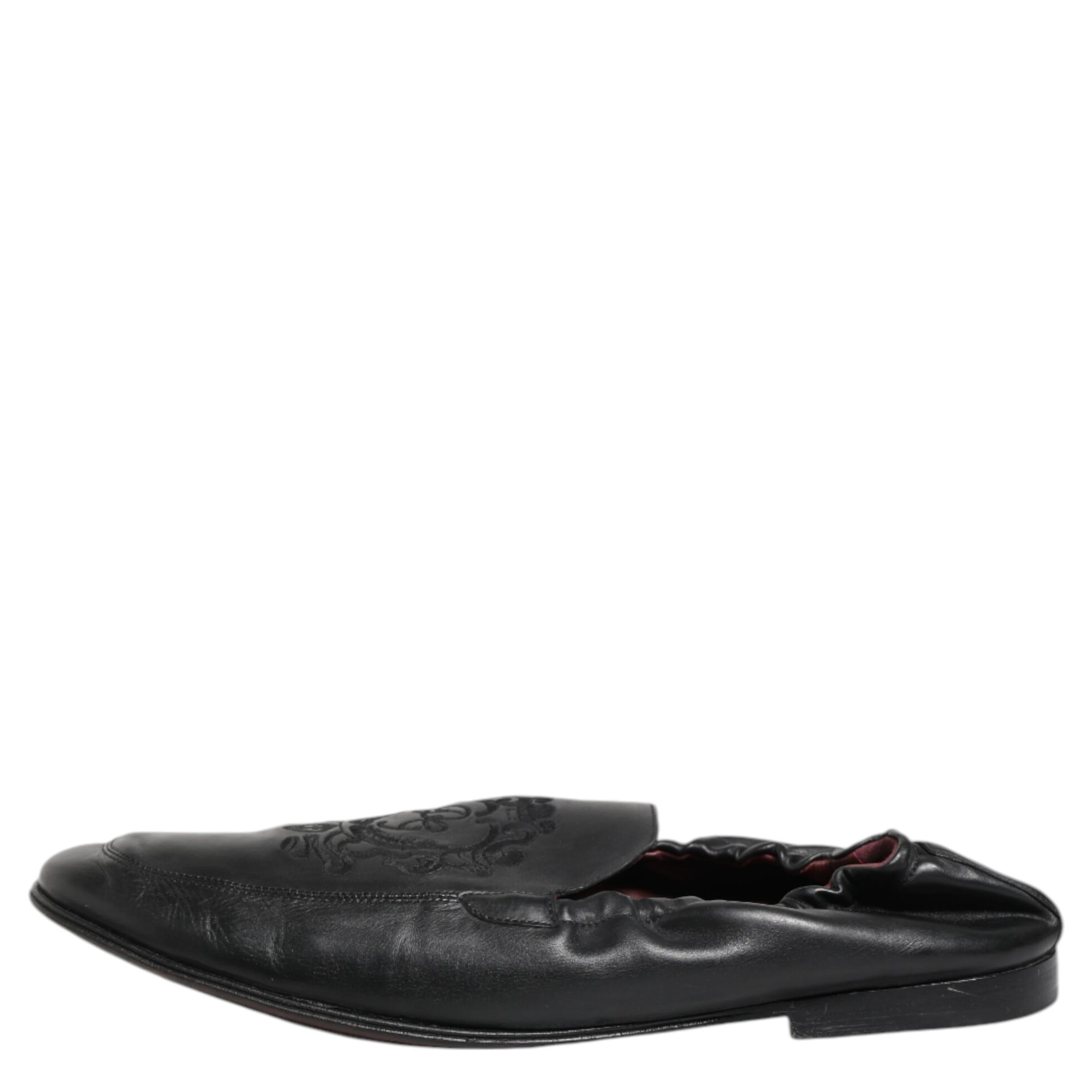 Black Leather Slip On Men Flat Loafers Shoes