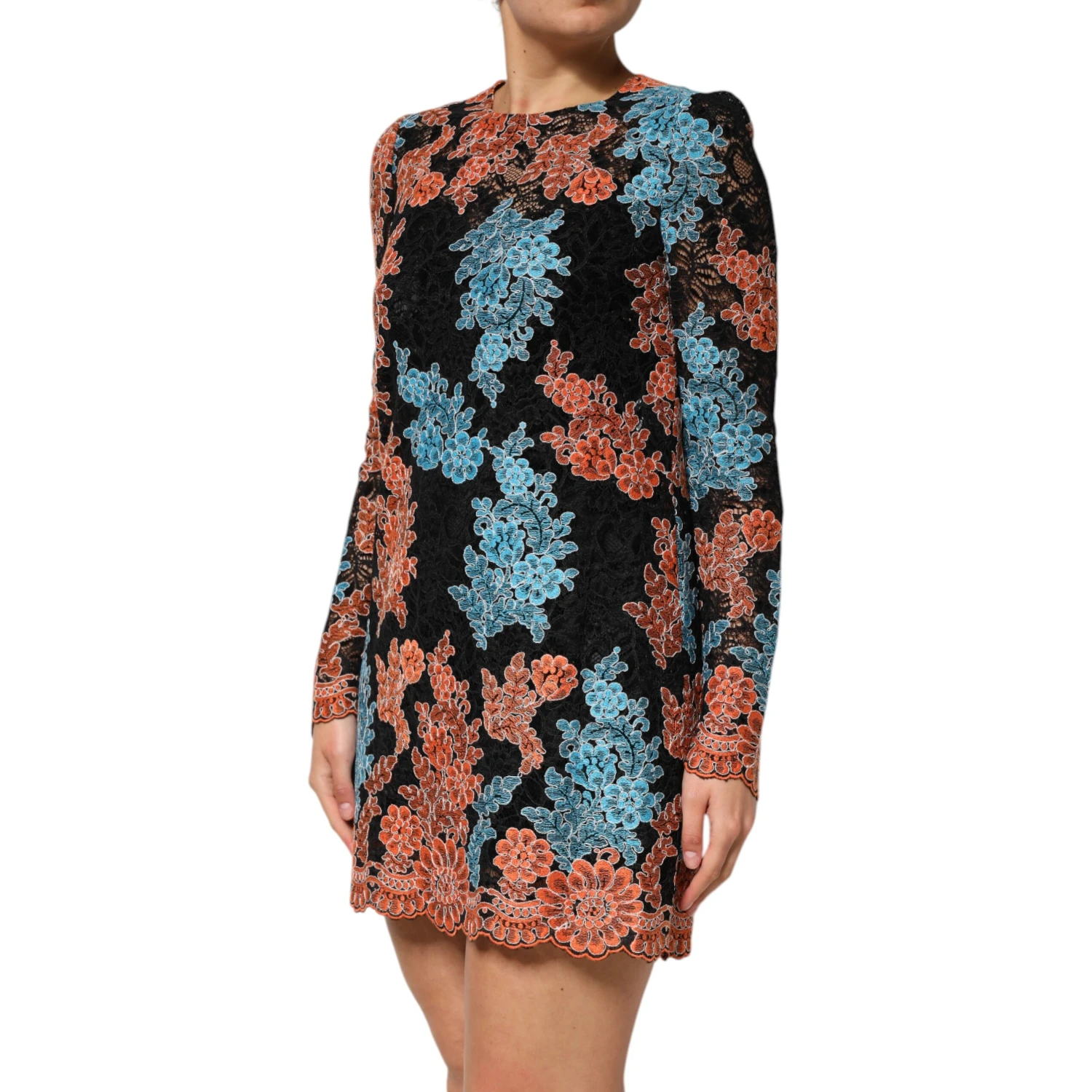 Multicolor Floral Embroidery Shift Mini Dress