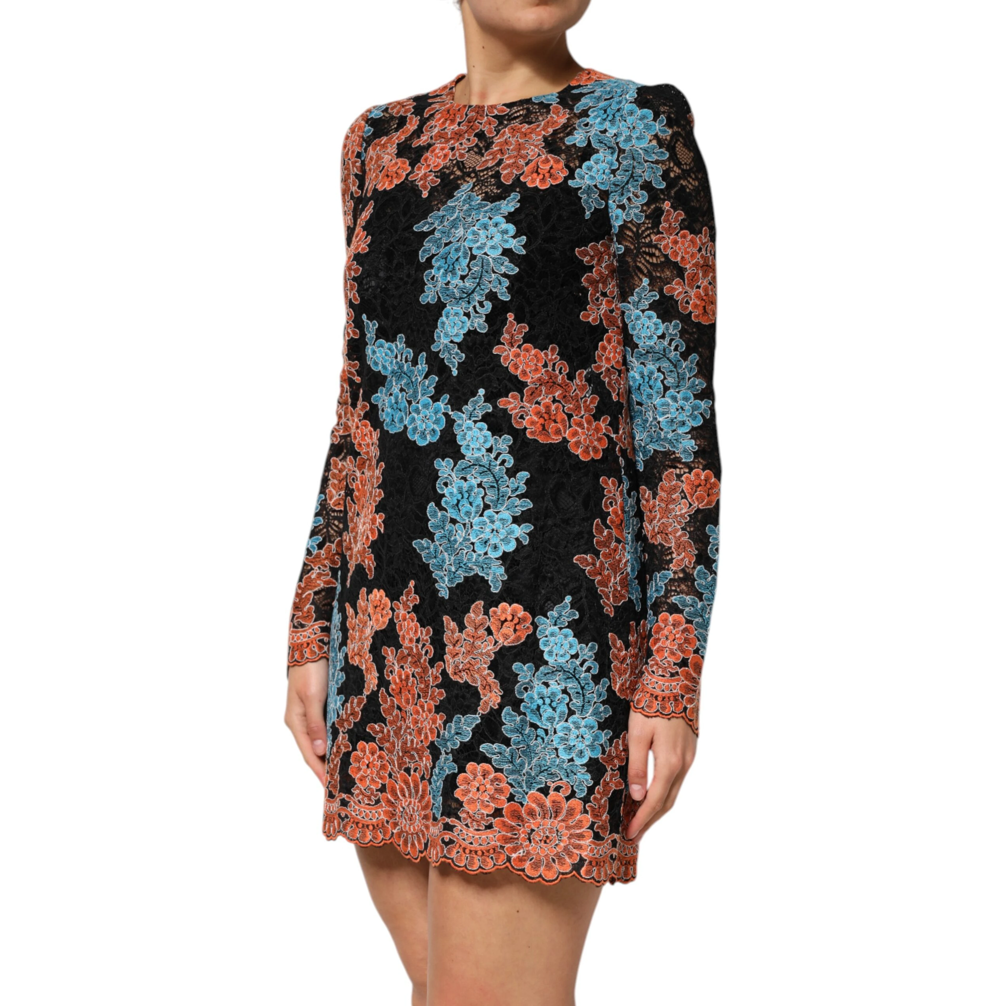 Multicolor Floral Embroidery Shift Mini Dress