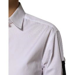 White Crystal Embellished Collared Shirt Top