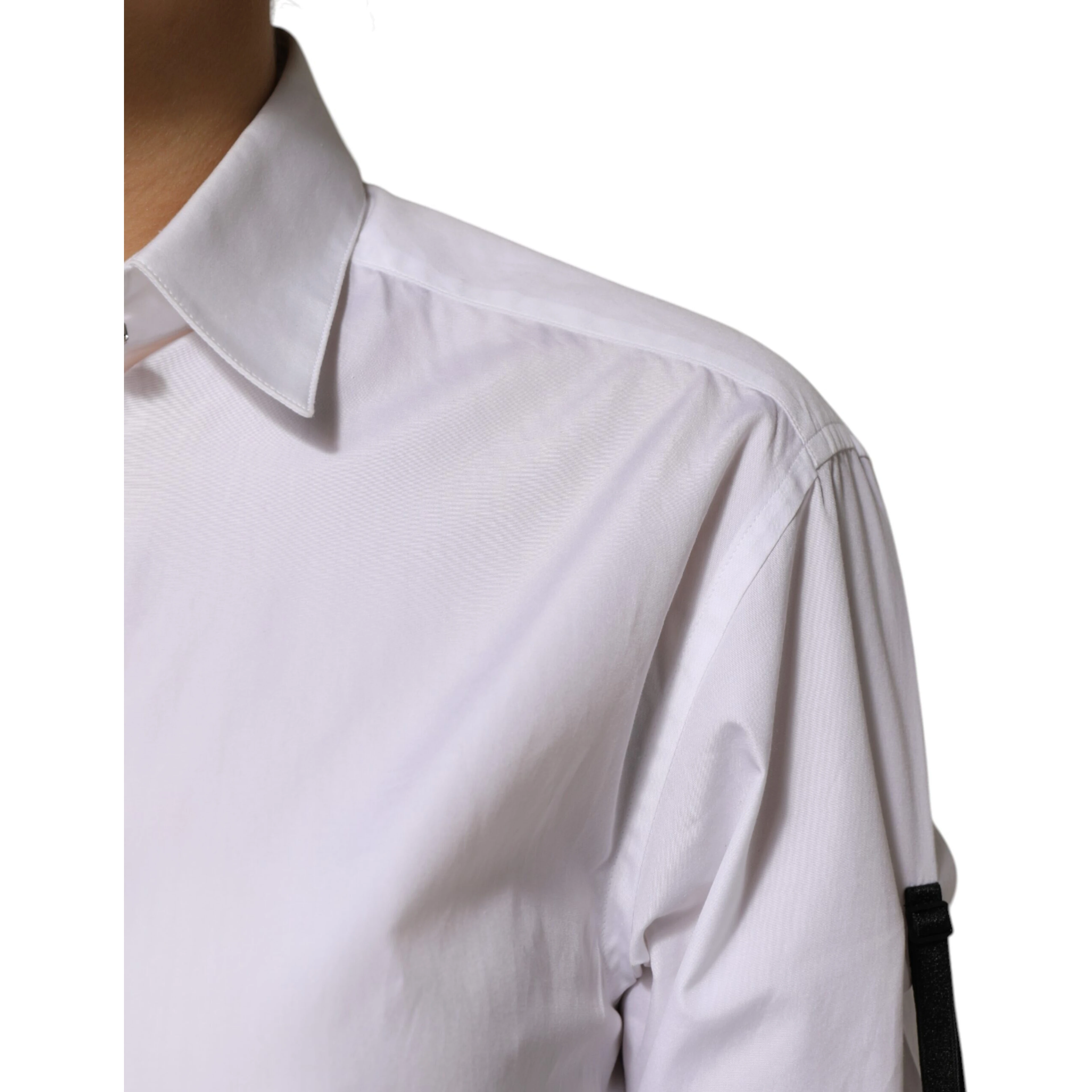 White Crystal Embellished Collared Shirt Top