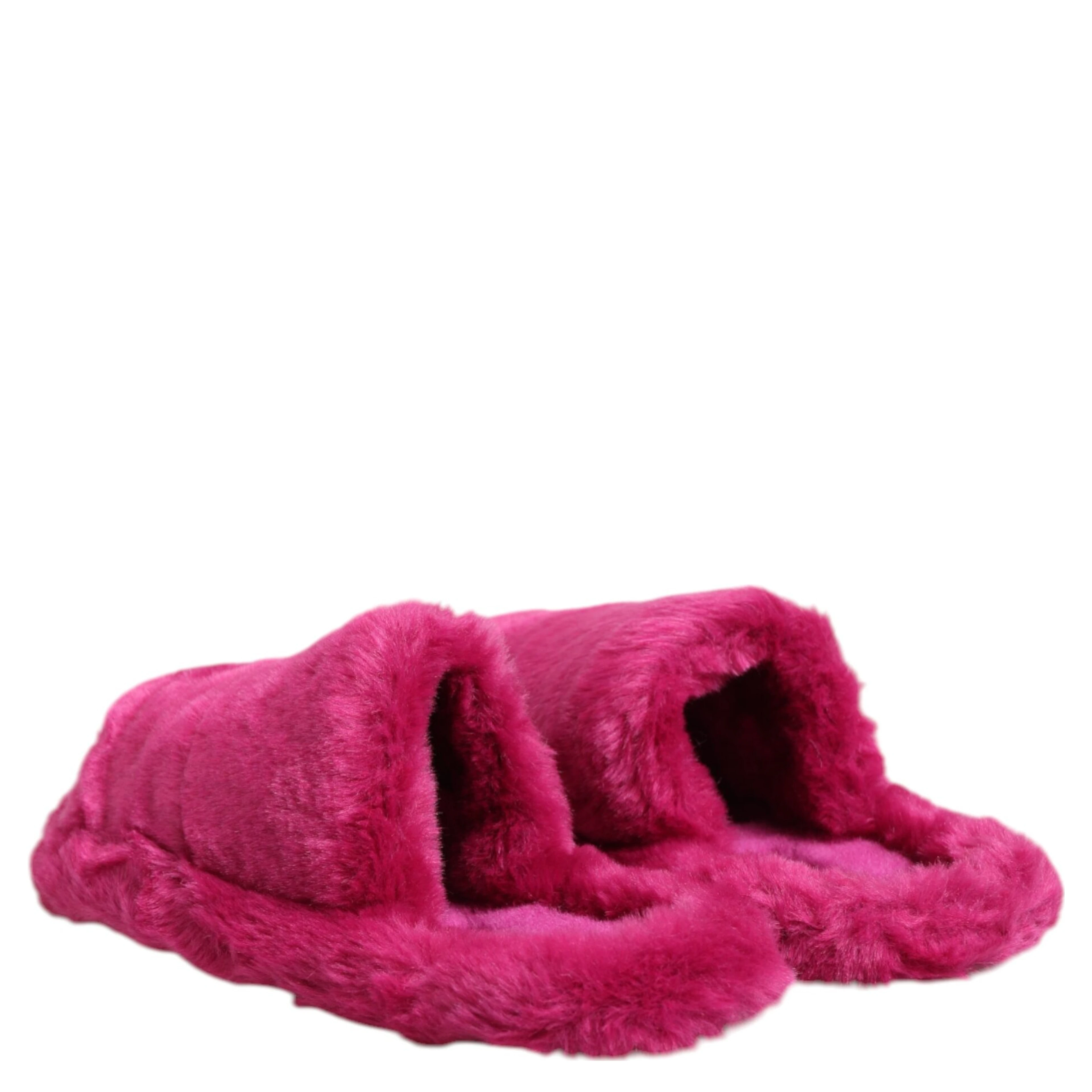 Pink Acrylic Faux Fur Mens Flats Sandals Shoes