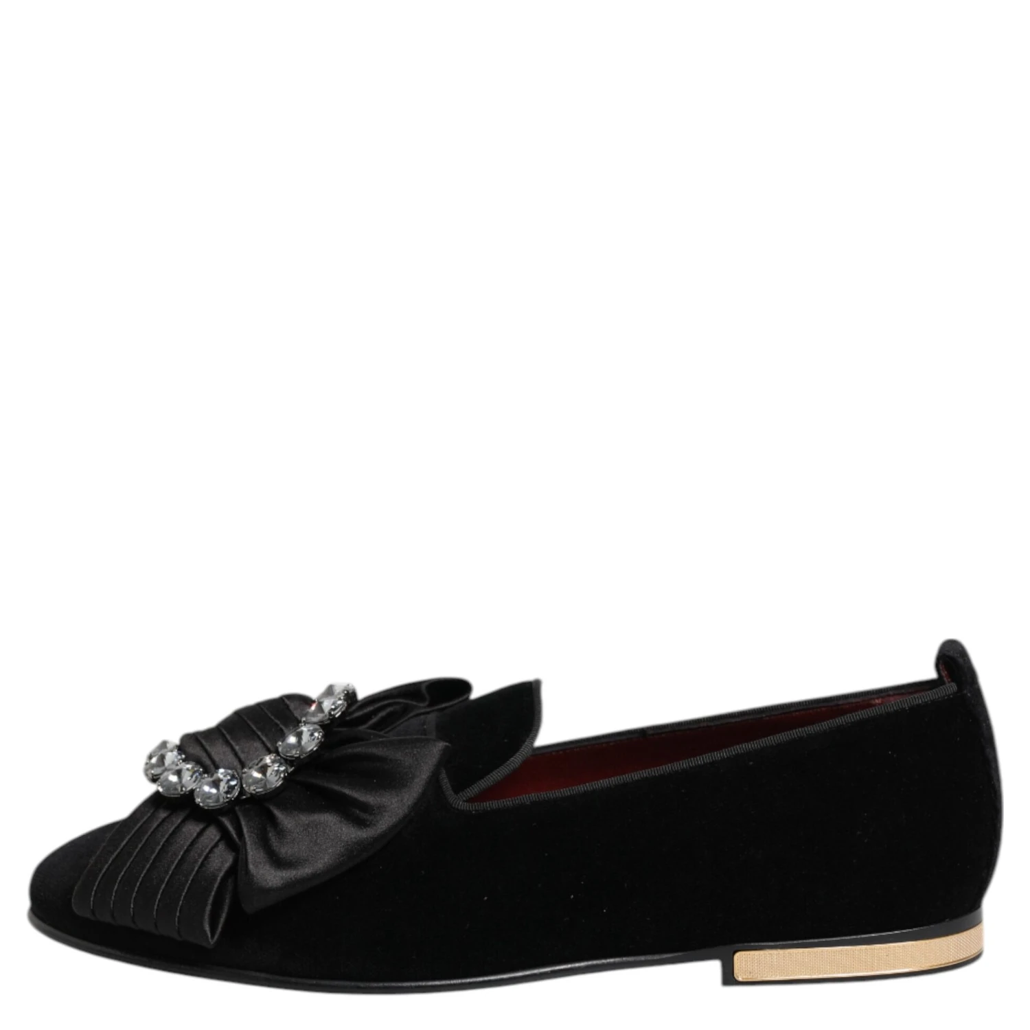 Black VATICANO Crystal Ribbon Slip On Shoes