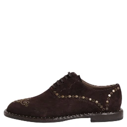 Brown Velvet Lace Up Oxford Dress Shoes