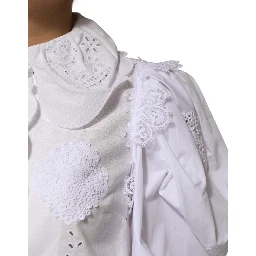 White Ruffled Lace Embellished Blouse Top