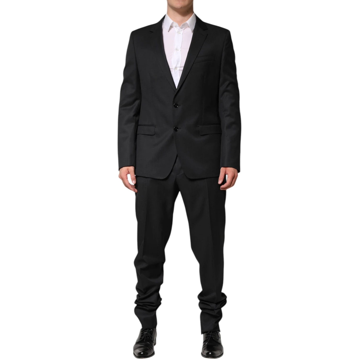 Dark Gray Wool Single Breasted 2 Piece Suit