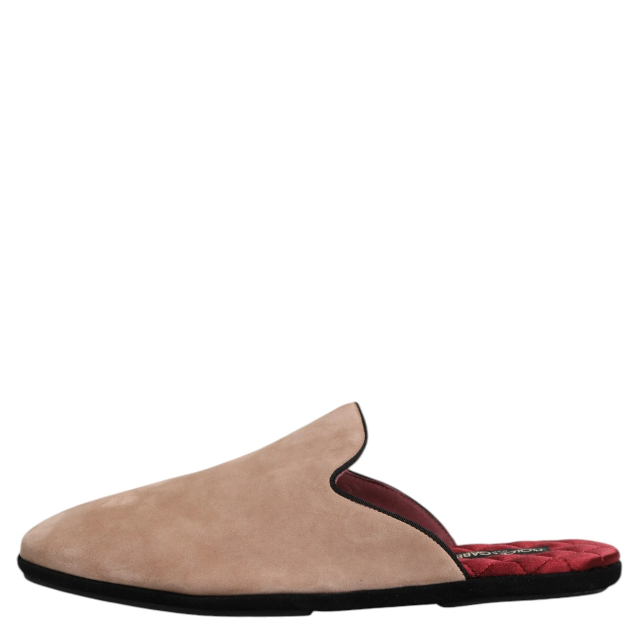Beige Suede Leather Slides Flat Slipper Shoes