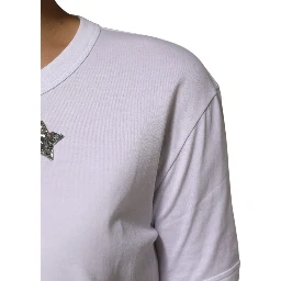 White Cotton Sequin Embellished Top T-shirt