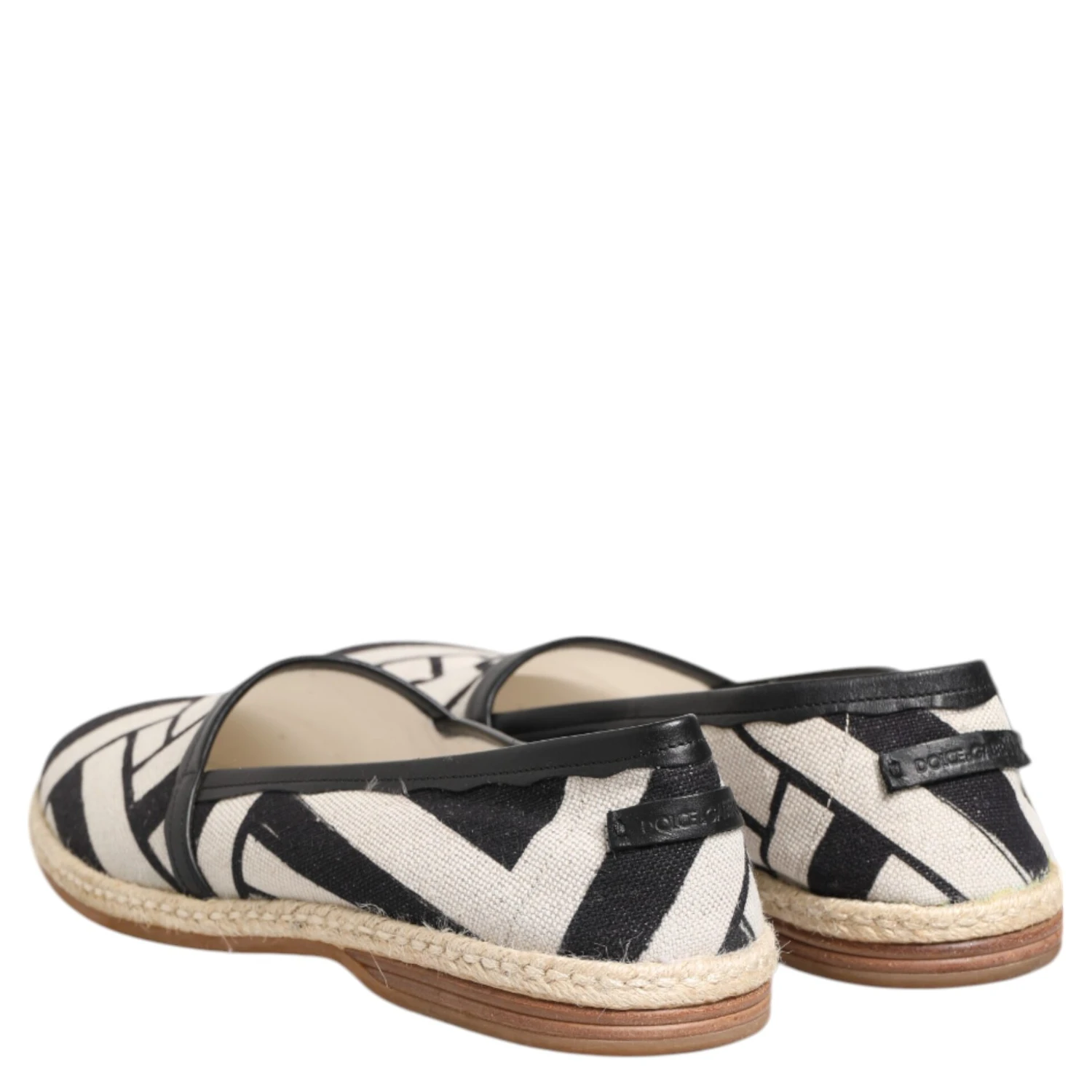 Black White Stripes Flat Espadrille Shoes