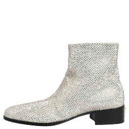 White Strass DG Logo Heels Ankle Boots Shoes