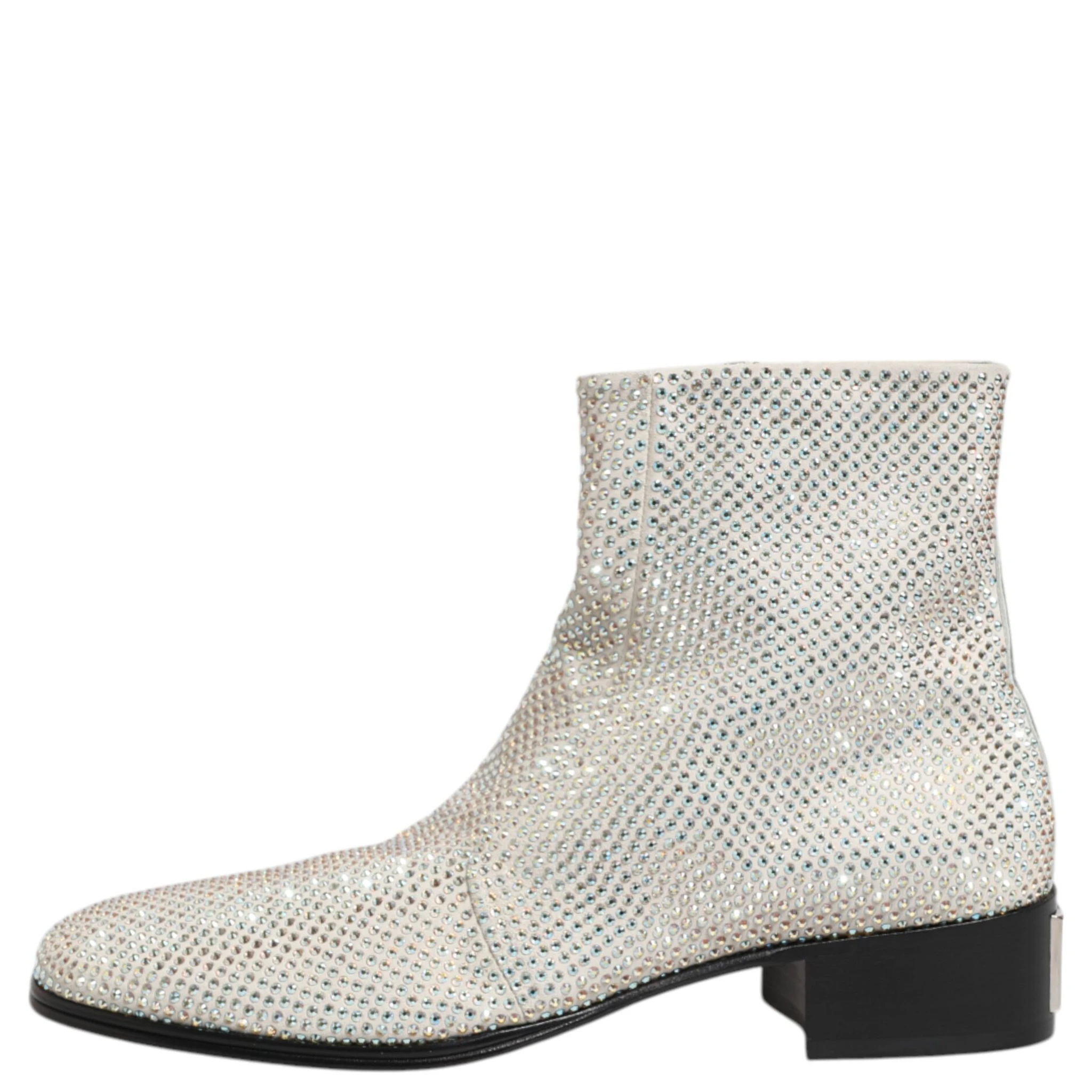 White Strass DG Logo Heels Ankle Boots Shoes