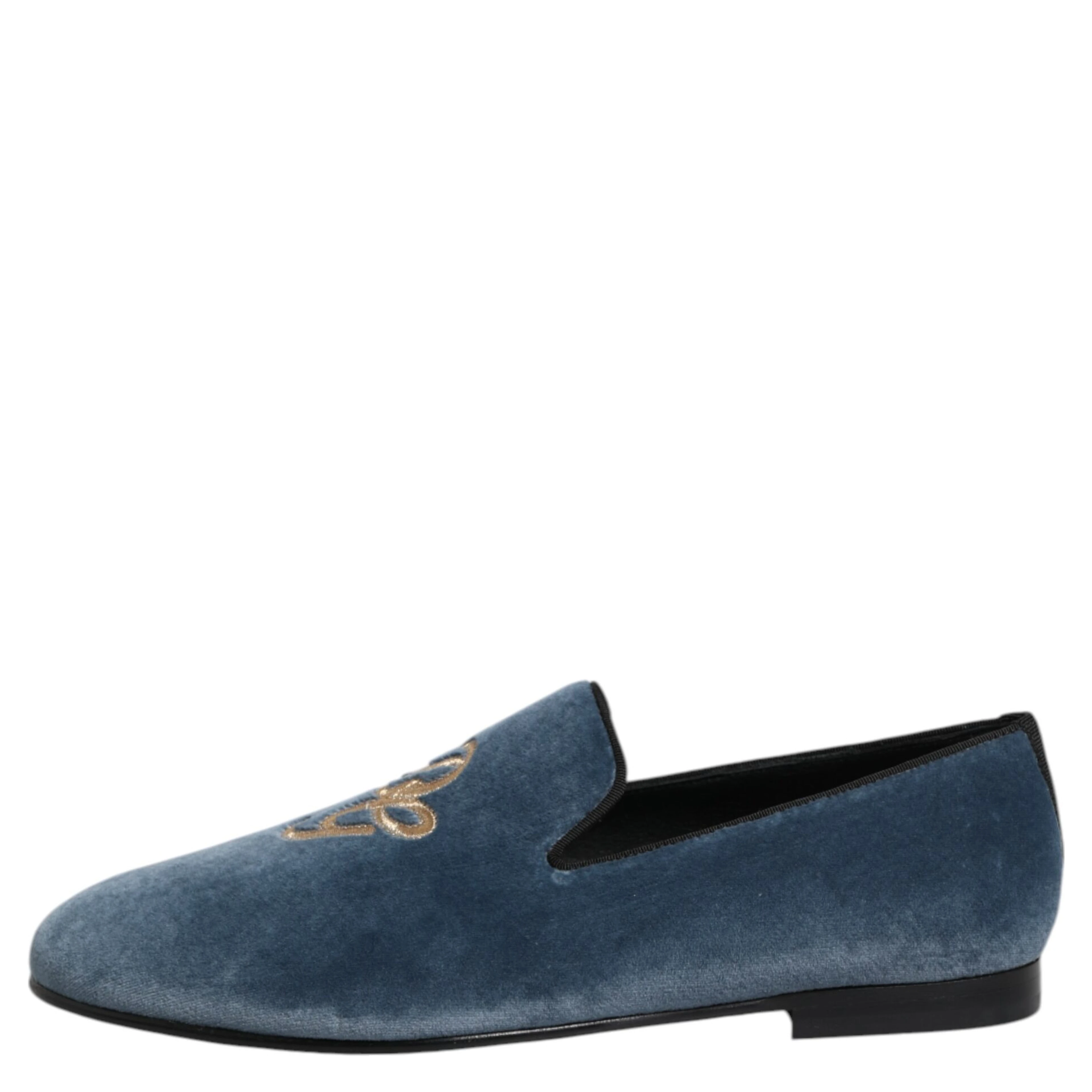 Blue Velvet DG Logo Loafers Formal Shoes