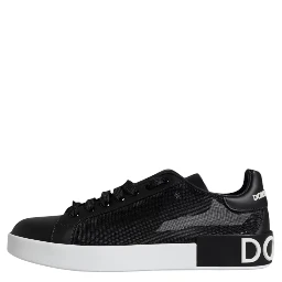 Black Calf Leather Portofino Sneakers Shoes