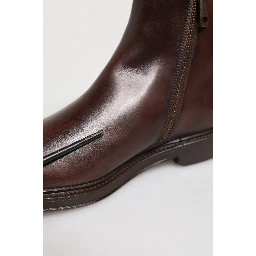 Brown Chelsea Leather Mid Calf Boots Shoes