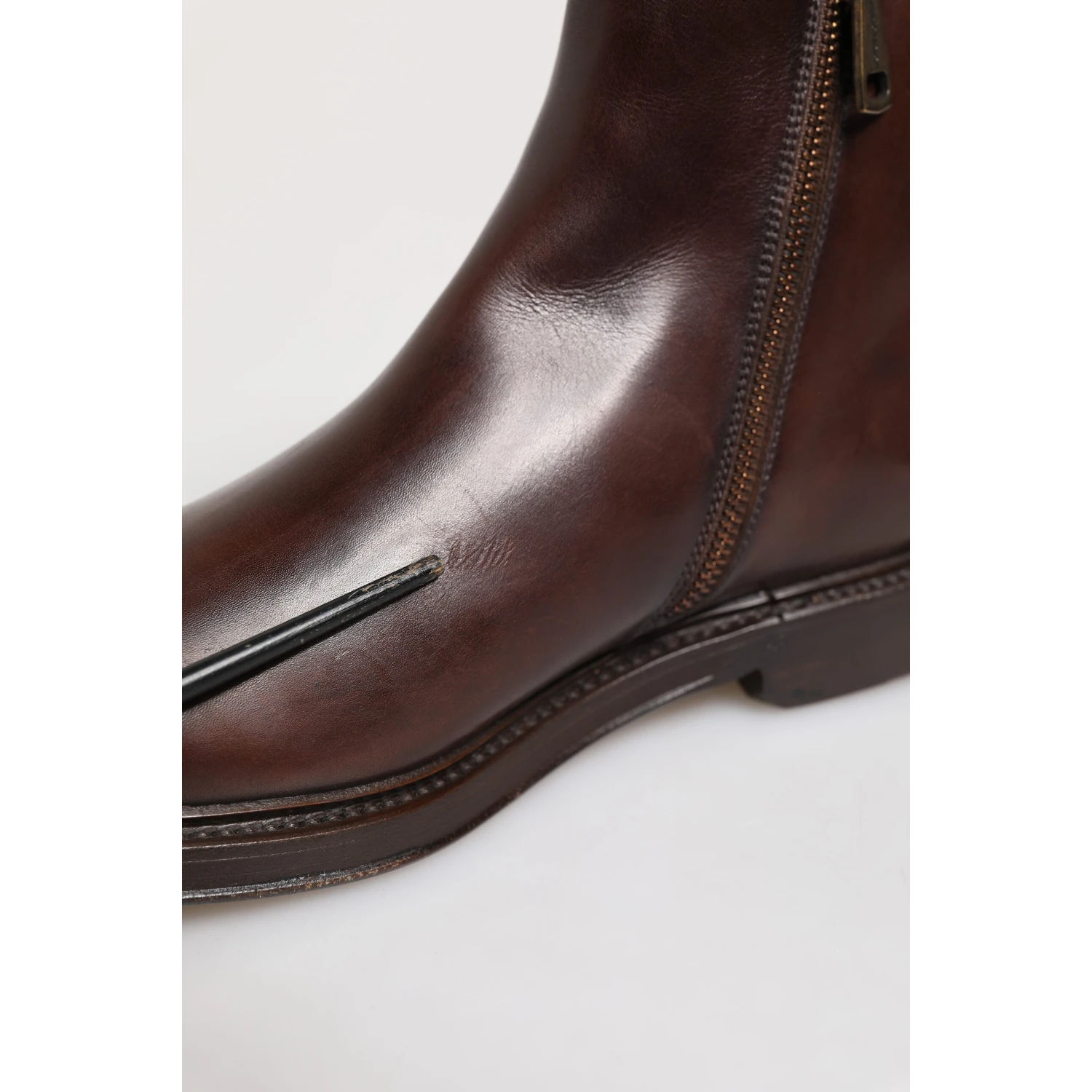 Brown Chelsea Leather Mid Calf Boots Shoes